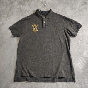 CURRENT Polo Ralph Lauren Mens Polo Shirt Gold Crest Custom Fit‎ Size XL Preppy